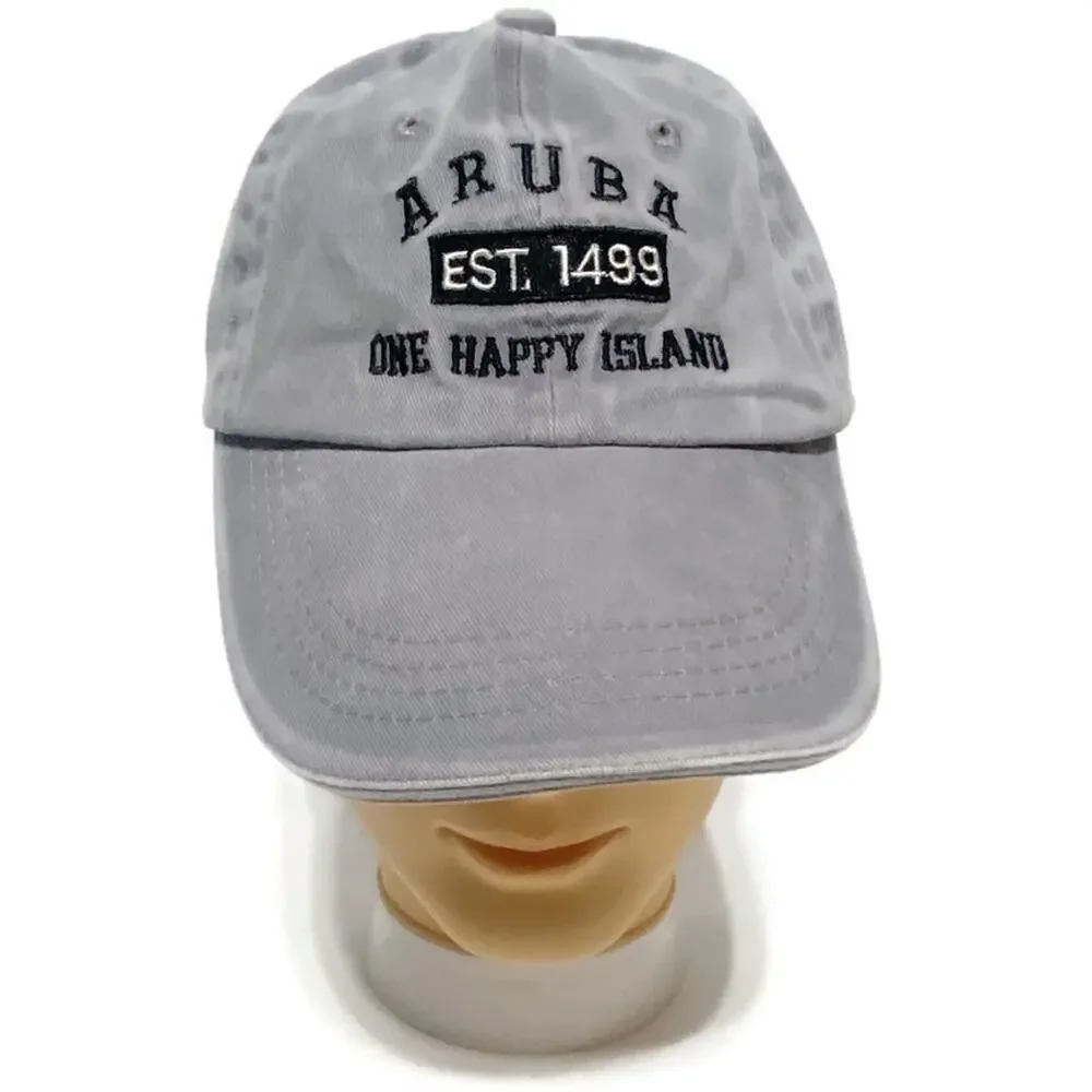 Aruba One Happy Island Ball Cap Grey Adjustable 100% Cotton